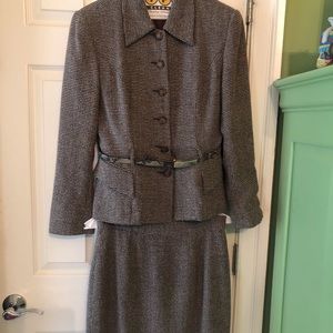 Tweed Suit Dress with Snake Skin Belt